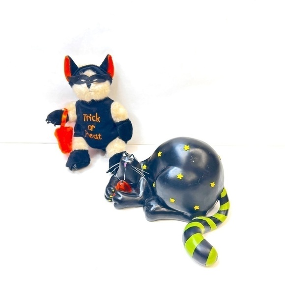 Halloween Trick or Treat Bear & Wooden Fat Cat - Picture 4 of 5